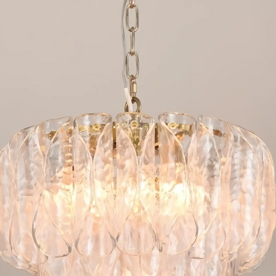 Excelis Luxury Chandelier --Textured Glass & Metal for Living Room