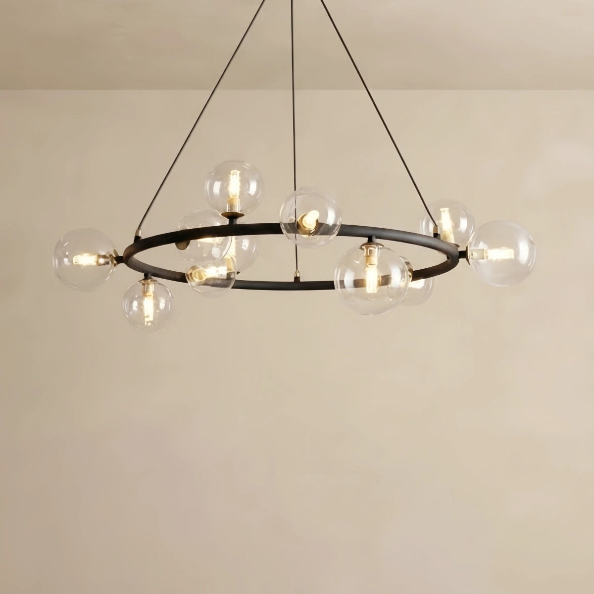 Nebula Art Deco Gold Chandelier - Metal Frame with Bubble Design for Living Room
