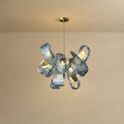 Art Deco Peacock Chandelier – Blue Feather Art Glass Contemporary for Dining Room Bedroom