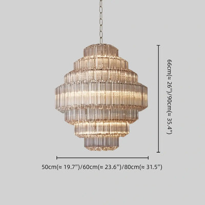 Excelis Luxury Chandelier --Tiered Clear Glass & Metal Frame for Living Room