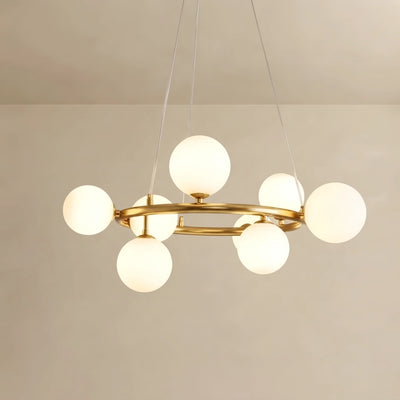 Nebula Art Deco Gold Chandelier - Metal Frame with Bubble Design for Living Room