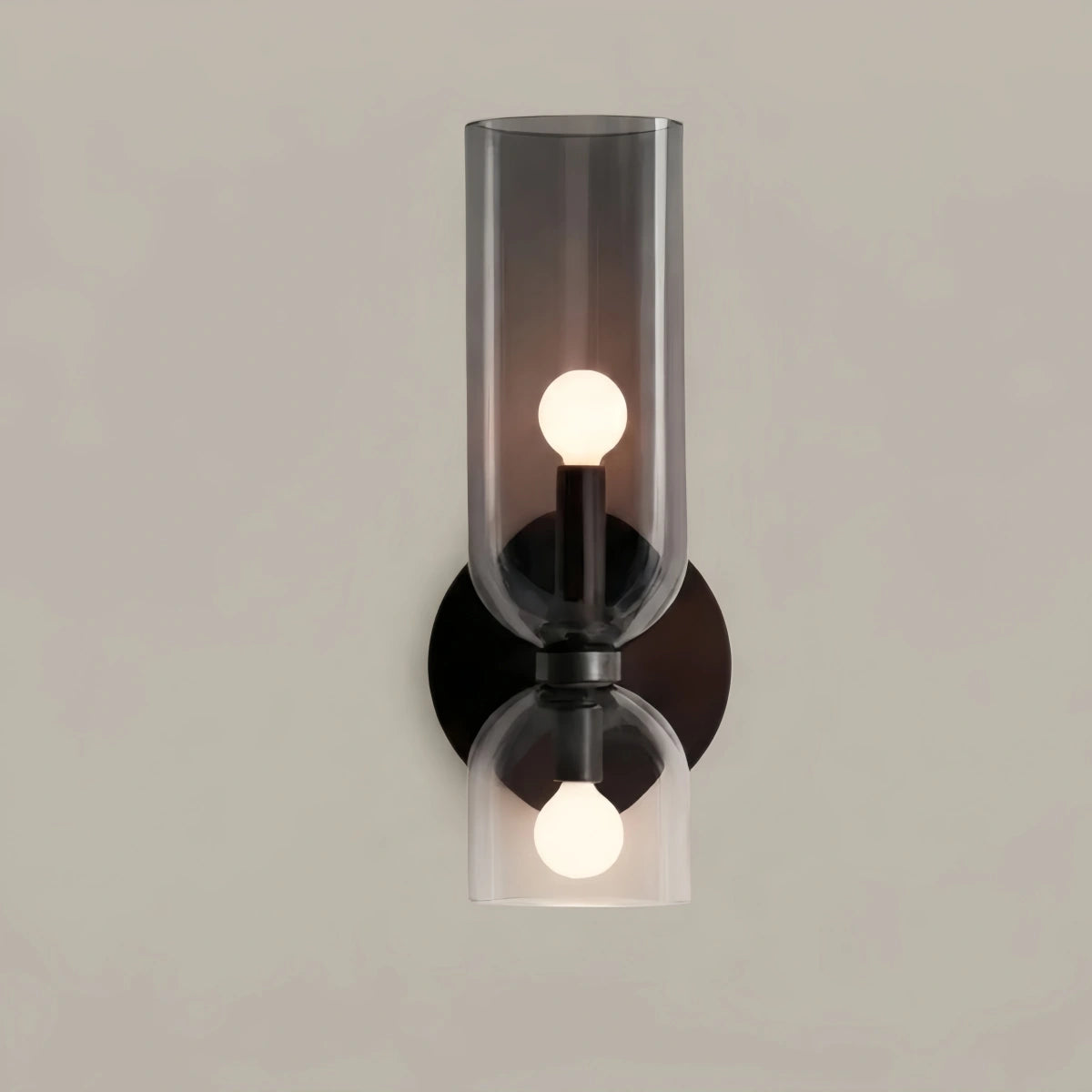 Vetro Modern Glass Wall Lamp - White/Blue/Gray Cylindrical Double Head for Bedroom