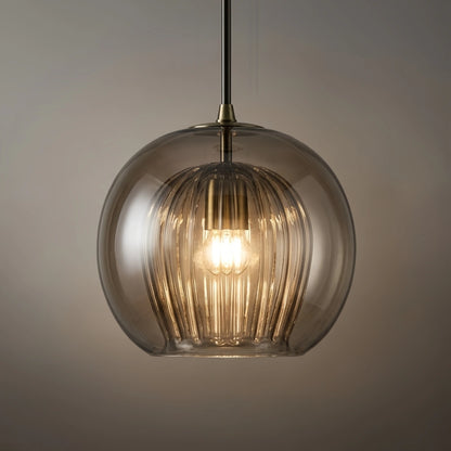 Vetro Nordic Globe Pendant Light – Clear or Amber Glass for Bedroom
