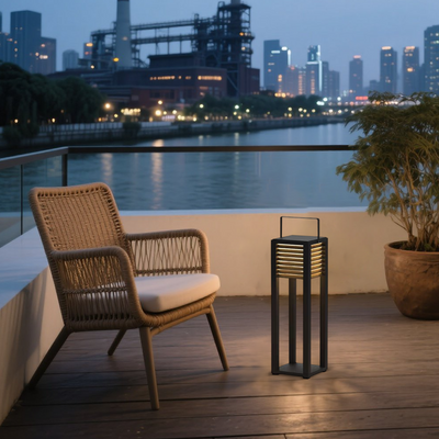 Irondale Modern Solar Outdoor Floor Lamp – Rectangular Black Lantern Light Garden/Patio