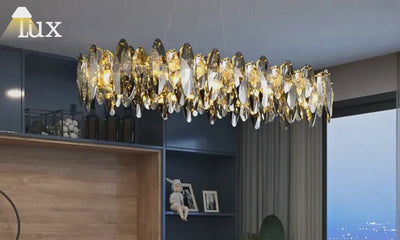 Excelis luxury Crystal Chandelier - Gold Metal for Bedroom/Dining Room