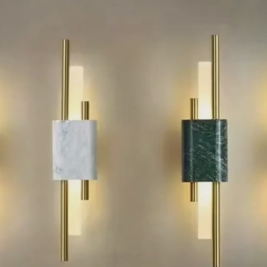 Excelis Modern Cylindrical Wall Lamp – Metal Bedroom Light in Gold/Green/White
