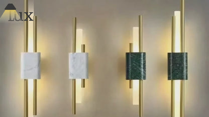 Excelis Modern Cylindrical Wall Lamp – Metal Bedroom Light in Gold/Green/White