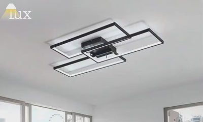 Arcato Modern Dimmable Ceiling Light - Black/Gold Rectangular for Bedroom/Living Room