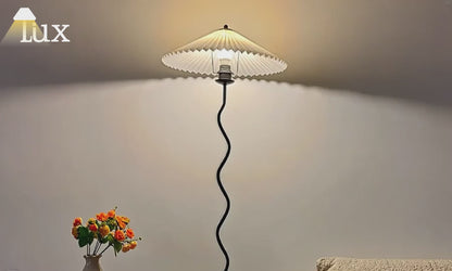 Zenno Modern Floor Lamp - Orange/Red/White Metal & Fabric for Bedroom