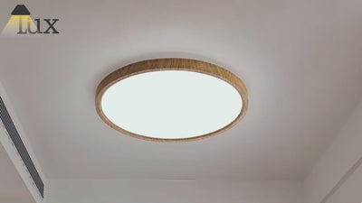 Zenno Wabi-sabi Modern Round Dimmable Ceiling Light – Wood/Acrylic for Living Room