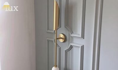 Excelis Modern Linear Wall Lamp - Gold Metal & Glass for Garden/Corridor
