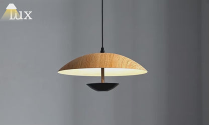 Irondale Nordic Hooded Pendant Light - Wood/Brown Metal for Dining Room