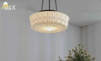 Crema Vintage Glass Pendant Light - White/Beige for Living Room