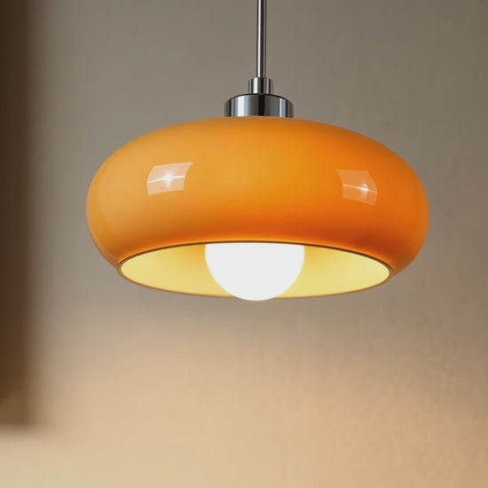 Crema Modern Pendant Light – Orange/White Metal Fixture for Dining Room