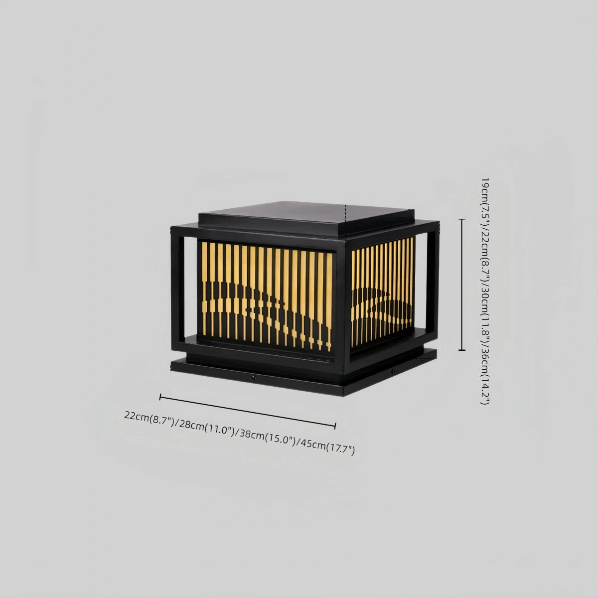 Arcato Vintage Metal Outdoor Pillar Light - Black Square for Garden