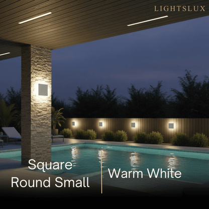 Solara Minimalist LED Outdoor Wall Lamp – Black/White Round/Square Porch Sensor Light