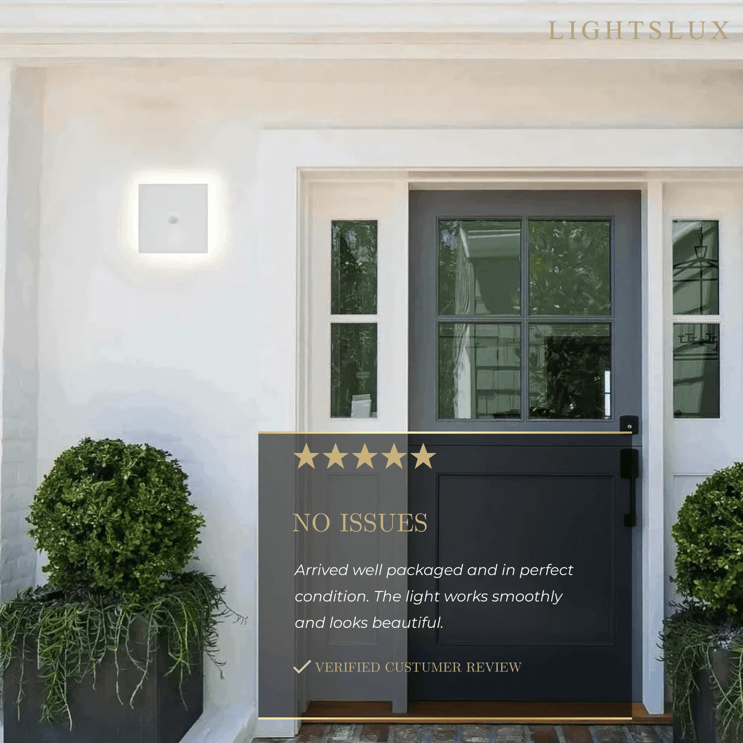 Solara Minimalist LED Outdoor Wall Lamp – Black/White Round/Square Porch Sensor Light