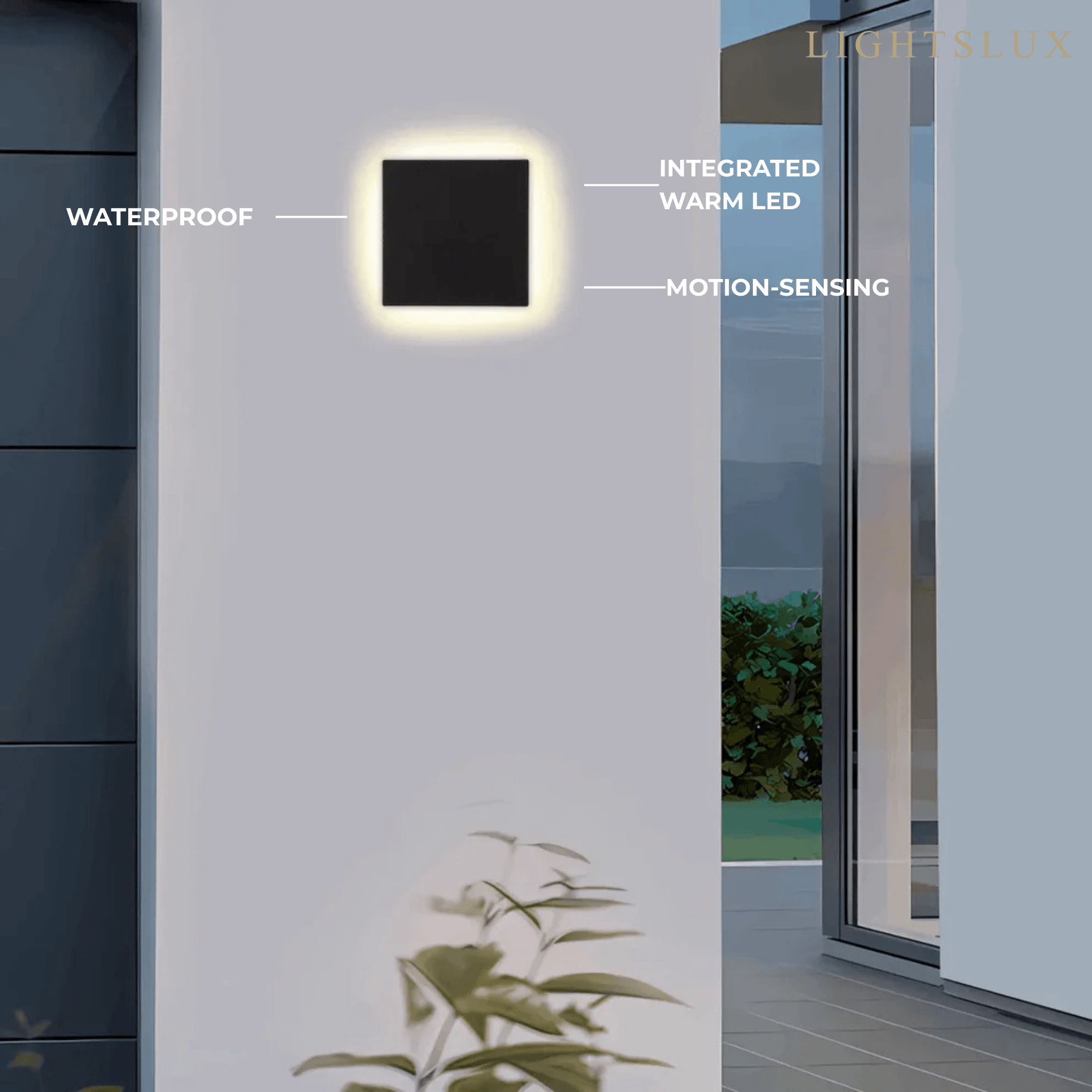 Solara Minimalist LED Outdoor Wall Lamp – Black/White Round/Square Porch Sensor Light