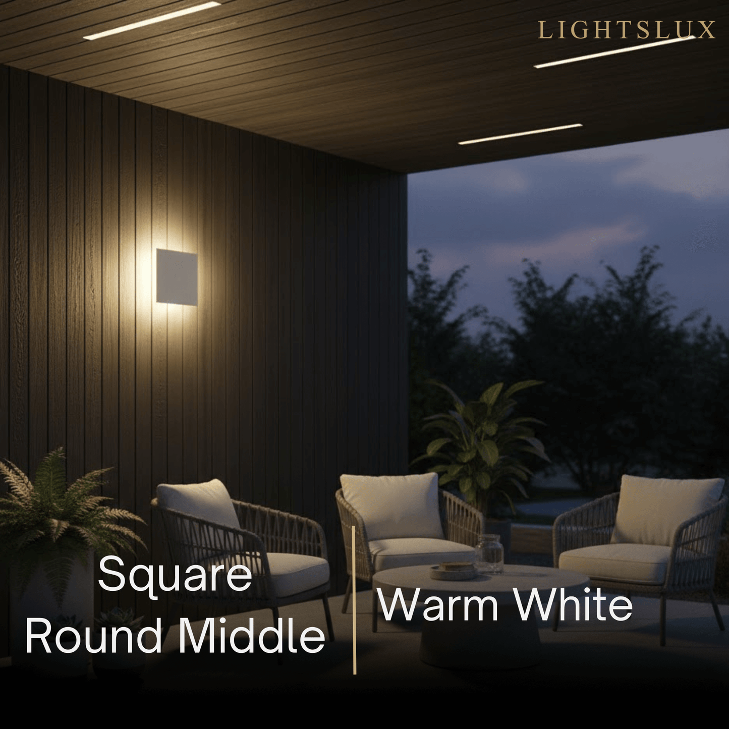 Solara Minimalist LED Outdoor Wall Lamp – Black/White Round/Square Porch Sensor Light