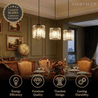 Vetro Nordic LED Pendant Light-Metal/Glass Black/Gold for Dining Room/Living Room